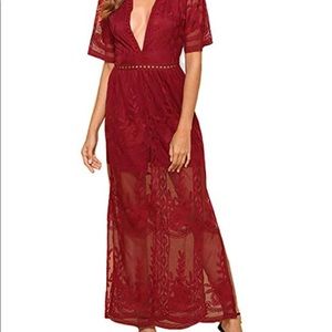 Sexy V neck lace romper